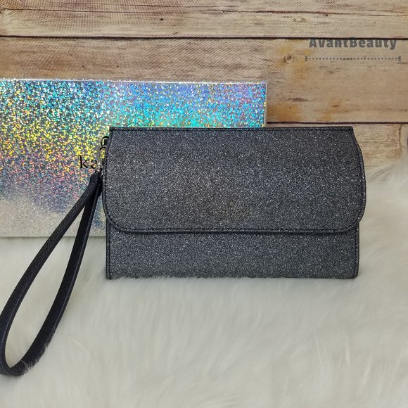 kate spade lola wristlet wallet glitter dusk navy - Picture 2 of 13